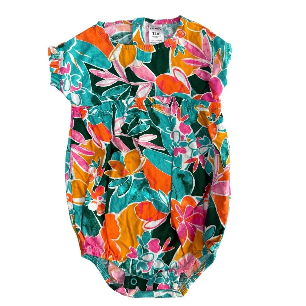 Carters Sleeveless Romper Girls Summer Floral Mulicolored 12 Months